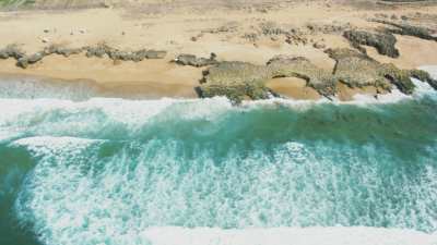 Rough sea, rocky coast and beaches near Oualidia