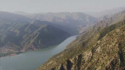 Ouirgane lake and dam in the mountains