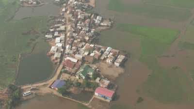 City and villages surrounded with fields