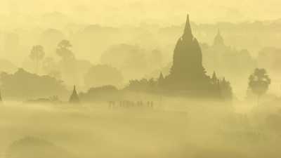 Bagan Temples in the early morning mist