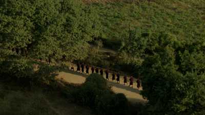 Monks procession among temples