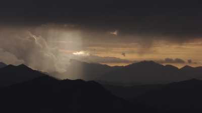 Sunset and clouds on Mexican mountains