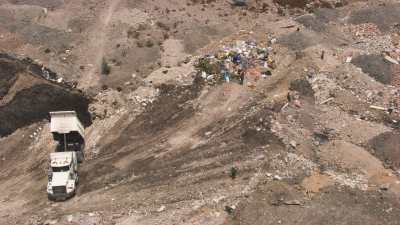 Recyclers working in Mexico city landfill