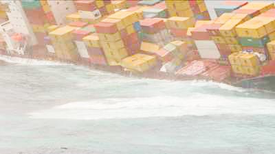 Sunken cargo threatening to pour all of its containers