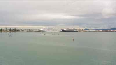 The harbor's waters being cleaned