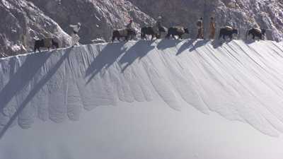 Yak caravan over the Indus