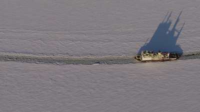 Icebreaker on river Ienissei