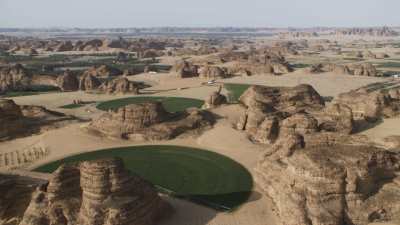 Cultivated fields in the desert