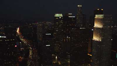 Los Angeles motorways and skyscrapers by night