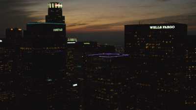 Los Angeles motorways and skyscrapers by night