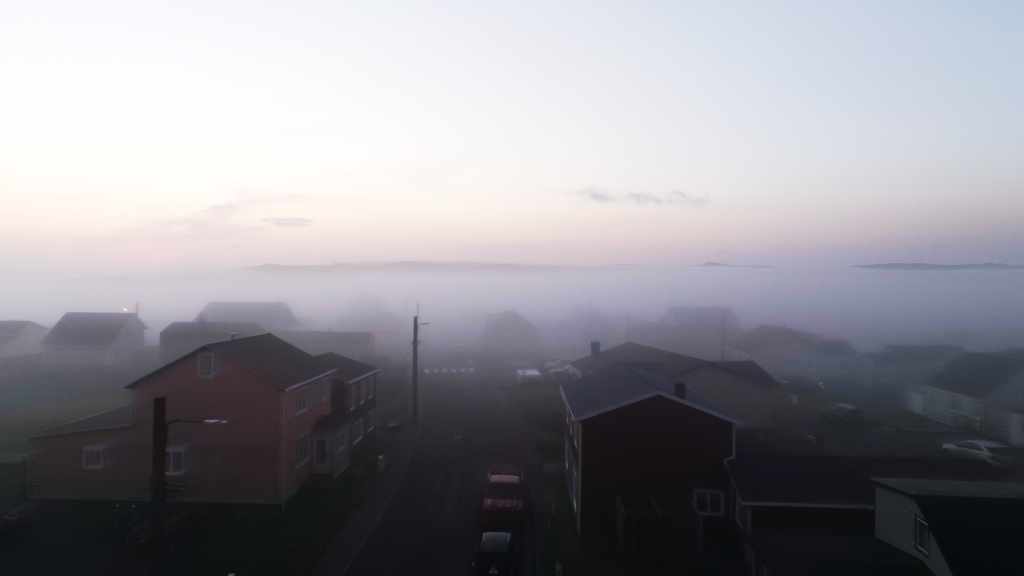 Miquelon dans la brume du petit matin