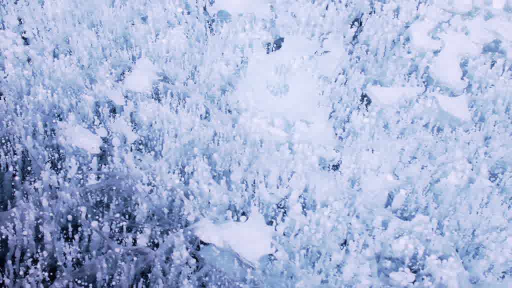 Methane Bubbles Trapped in Lake Baikal Ice