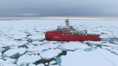 The icebreaker *Astrolabe* in the pack ice.