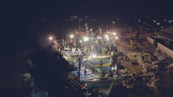 Fishing harbour and activities on the North shore of Java