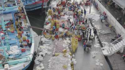 Fishing harbour and activities on the North shore of Java