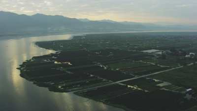 Marsh fields and mountains
