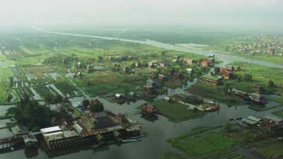 Dwellings and crops of the Irrawaddy