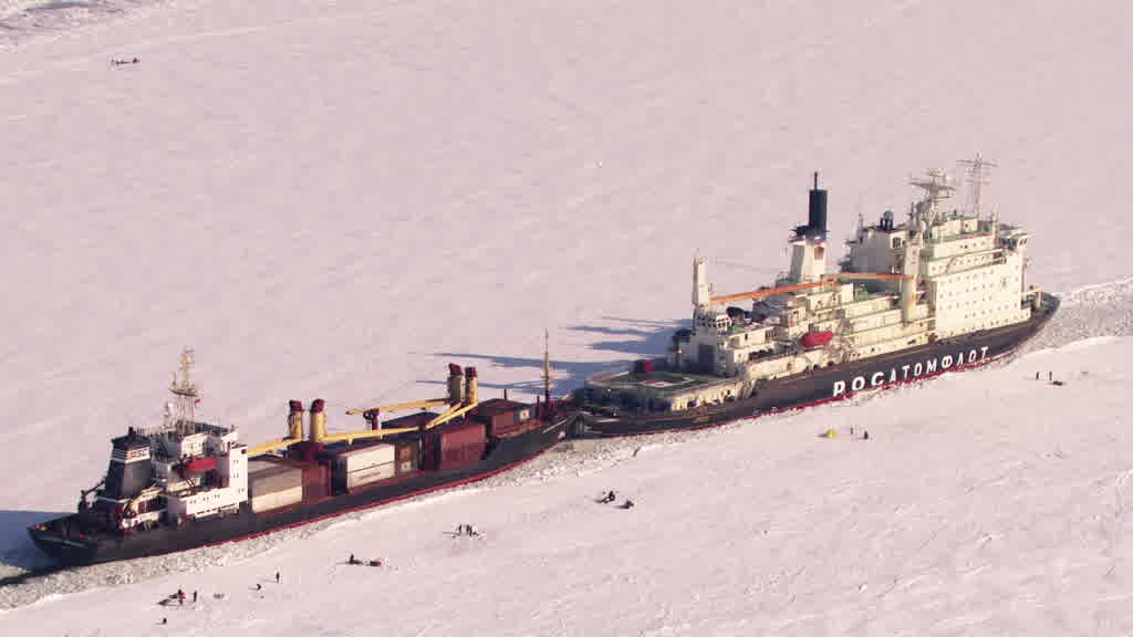 Nuclear Icebreaker on the Yenisei River near Dudinka